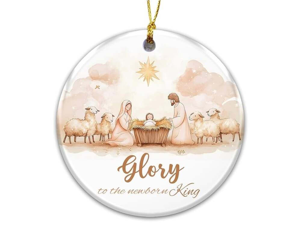 Glory To The Newborn King Nativity Christmas Tree Ornament